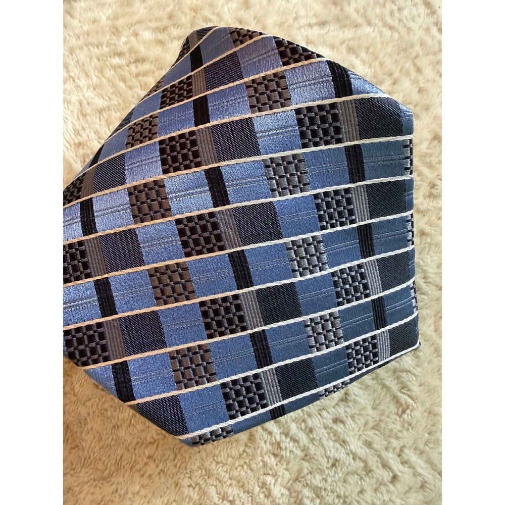 Insignia by Martin Wong Blue Plaid Silk Necktie Mens Geometric Formal Tie